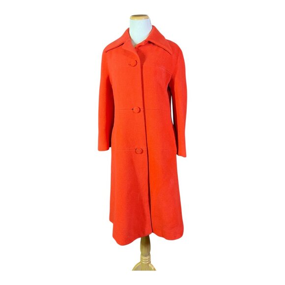 Vintage Robinson's Made in England Wool Coat Orange-Red *Flaws - Picture 1 of 15